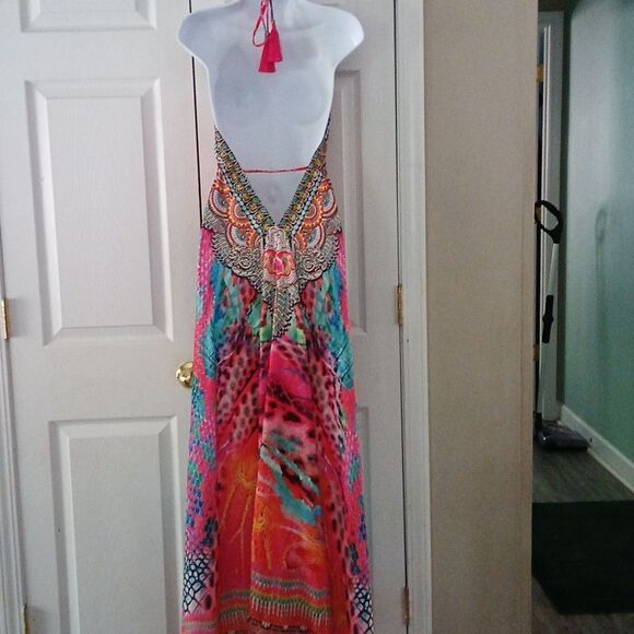 Ranee’s Miami Multicolor Animal Print Hawaiian Resortwear Halter  Dress NWOT  OS - Picture 7 of 11